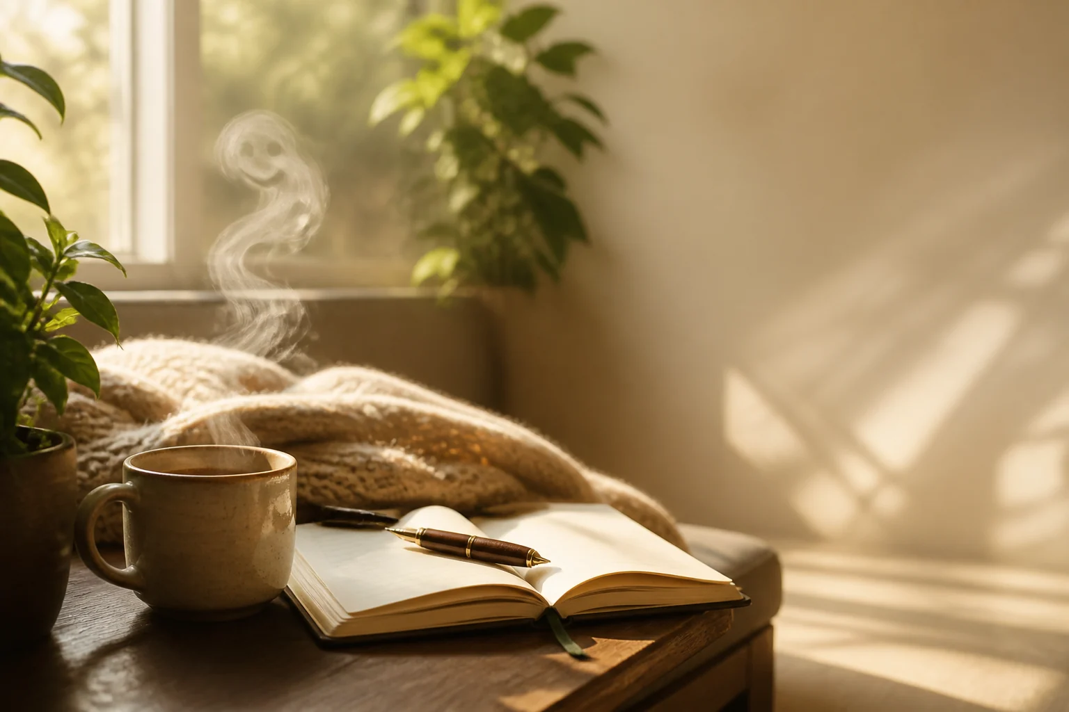 A peaceful tea ritual arranged for a simple five-minute reset.